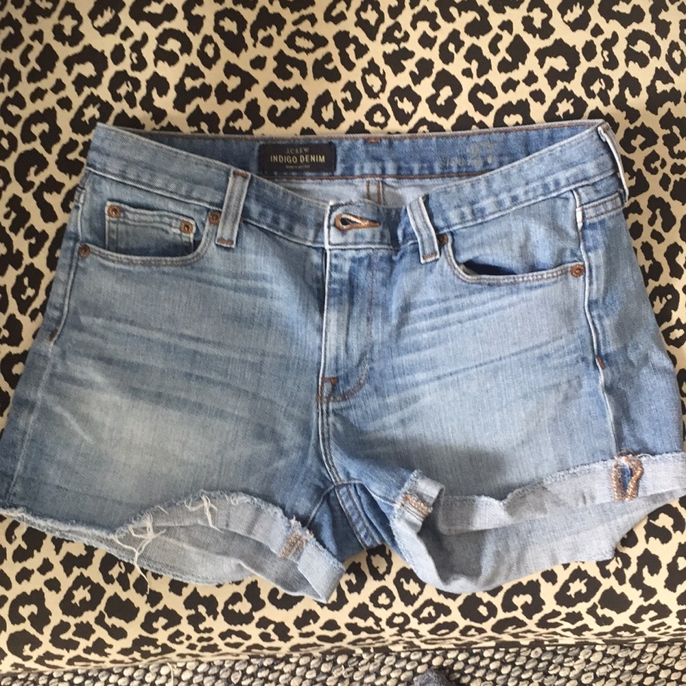 Jcrew Light wash jean shorts with one inch cuff